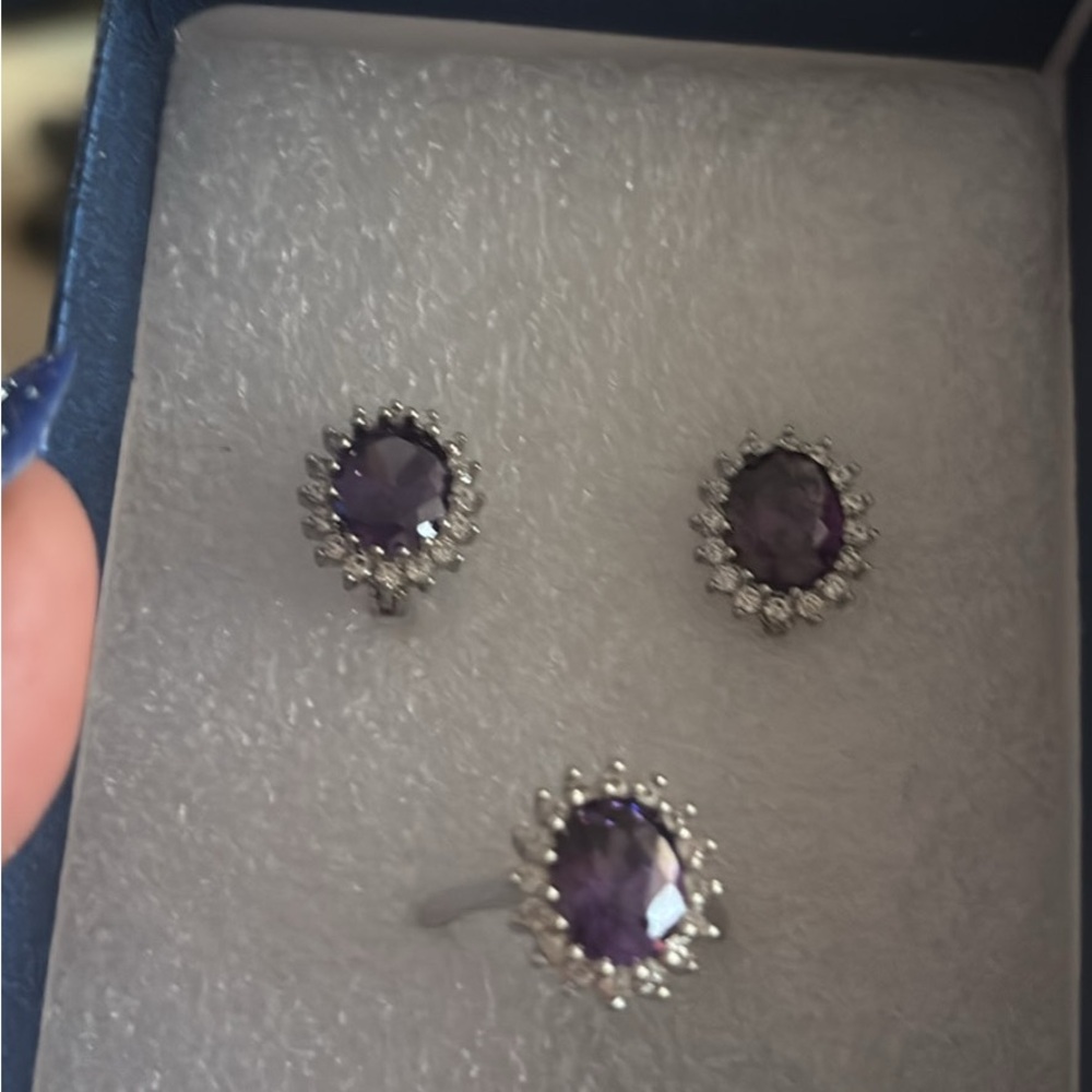 Elegant Silver and Purple Jewelry Set
